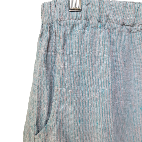 Flax 100% Linen Striped Wide Leg Pants Size M - Picture 7 of 15